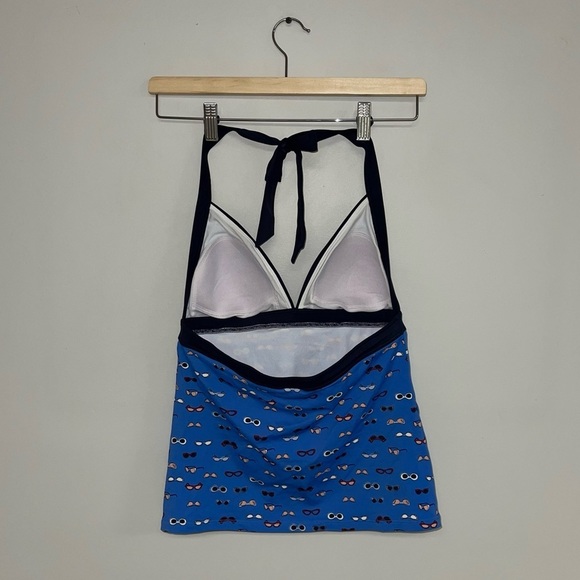 Boden Tankini Top Women's Size 8 US Blue Navy Sunglasses Print Ischia Halter - Picture 8 of 12
